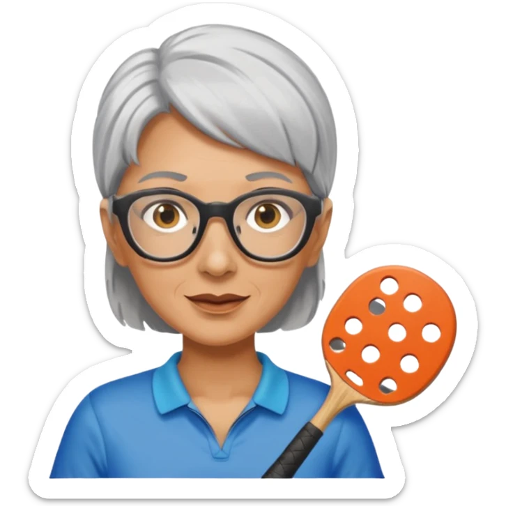 Female gray hair and glasses pickleball sticker