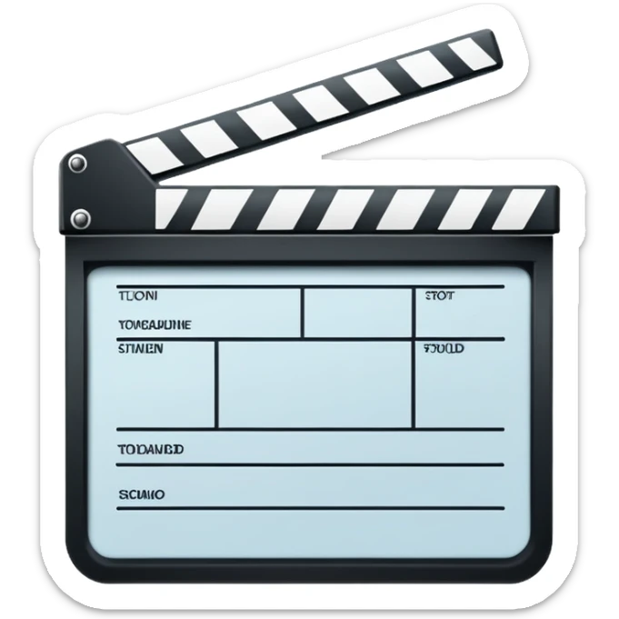 ultra simple film slate outline, black line drawing only, no fill or shading, just essential outlines sticker