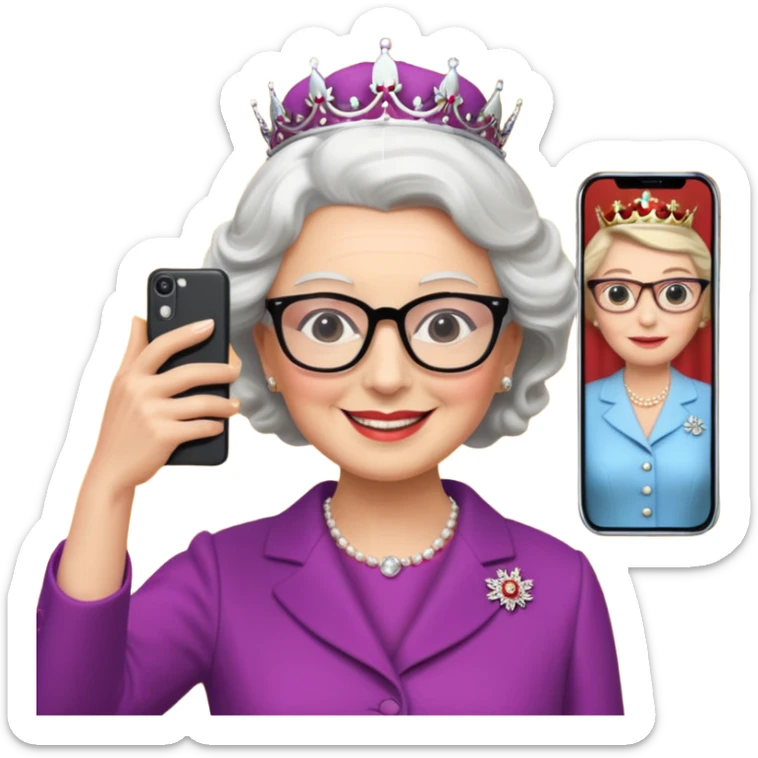 someone who's taking a selfie in a room with the wax figures of the queen elisabeth the II sticker