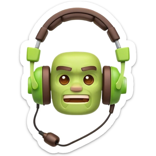 Clash of Clans aesthetic: Cinematic Playful Xbox Headset Portrait Emoji, rendered in a 3D vector-style similar to standard emojis with minimal shading and bold, simplified shapes. A compact, distinct form with signature details, softly glowing with a modern gaming energy charm. Simplified yet unmistakably iconic, highly detailed and consistent, glowing with a soft radiance and high shine. Stylized with a touch of next-gen innovation and a soft glowing outline, capturing the essence of a beloved gaming relic with a friendly, playful manner! sticker