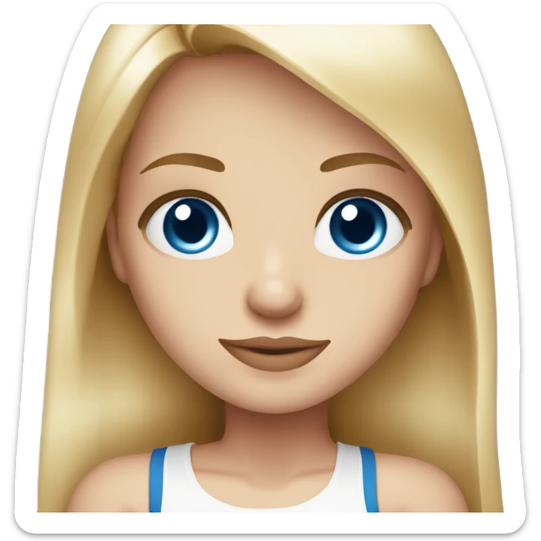 beautiful woman, long straight blonde hair, blue eyes, white tank top sticker