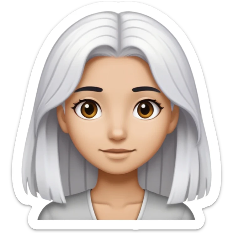 girl with half hair black and half hair white that say hi sticker