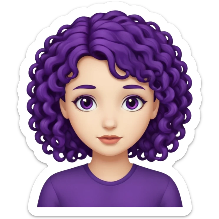 pretty girl with curly dark purple hair and fair skin  sticker