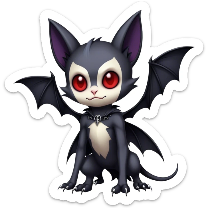 Edgy Cool Cute Gothic-Emo-Vampiric-Bat-Feline-Fakemon-Hybrid full body sticker