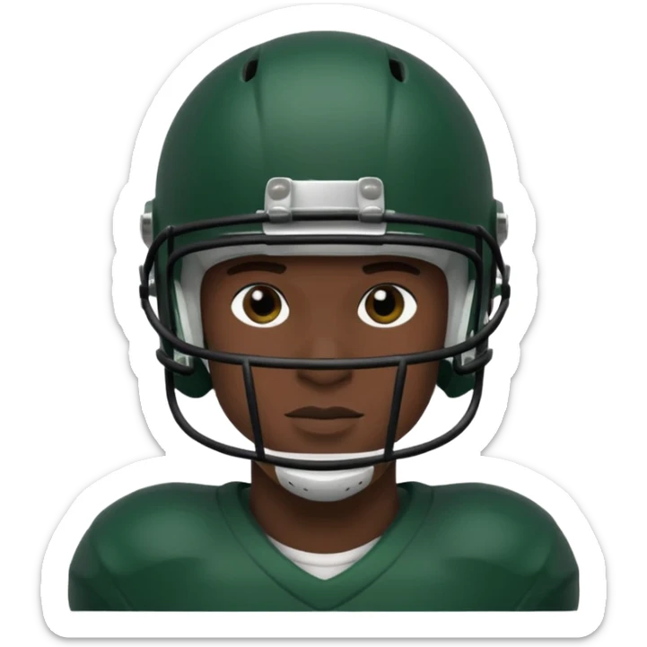 College football player helmet in dark green color ( black player ) sticker