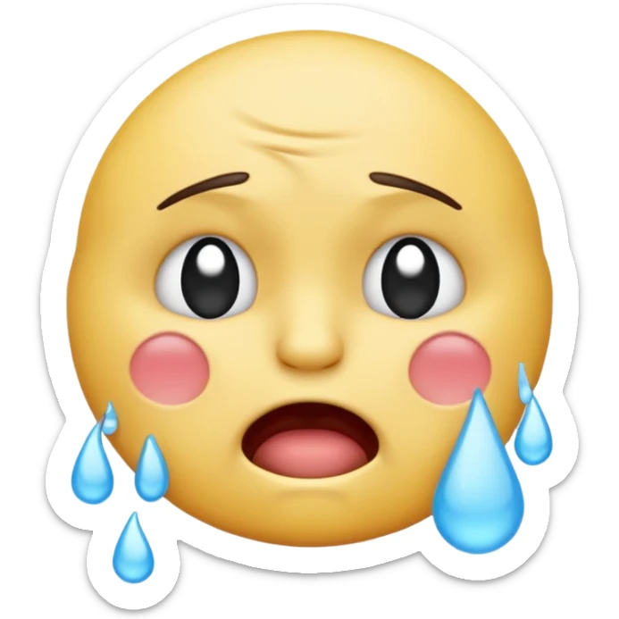 Crying emoji with fist covering mouth like he is saying “ooooh you so tuff boi” sticker