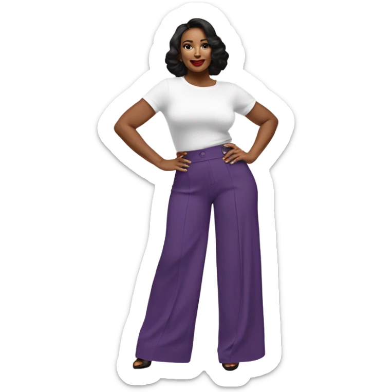 Realistic isolated pair of high waist long wide leg dressy casual pants in purple sticker