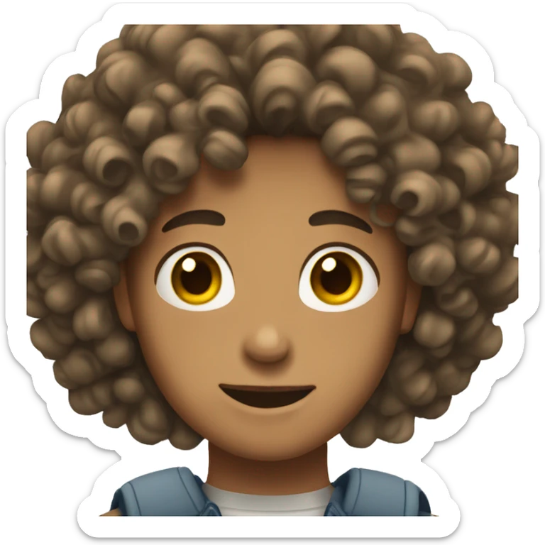 teenage with curly hair and tan skin is a male sticker