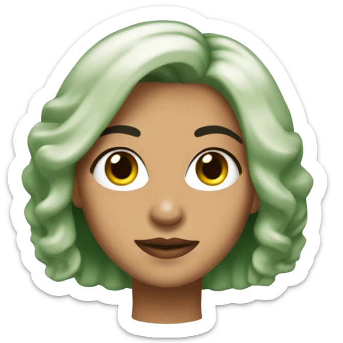 mujer pelo corto color castaño con ojos verdes piel blanca  sticker