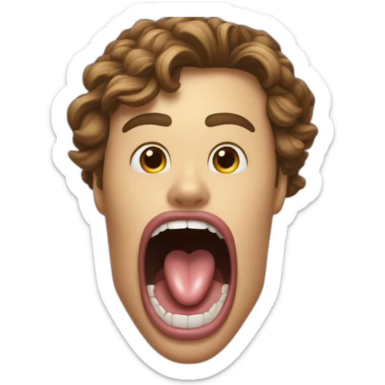 tongue sticking to the roof of mouth, open mouth, defined jawline sticker