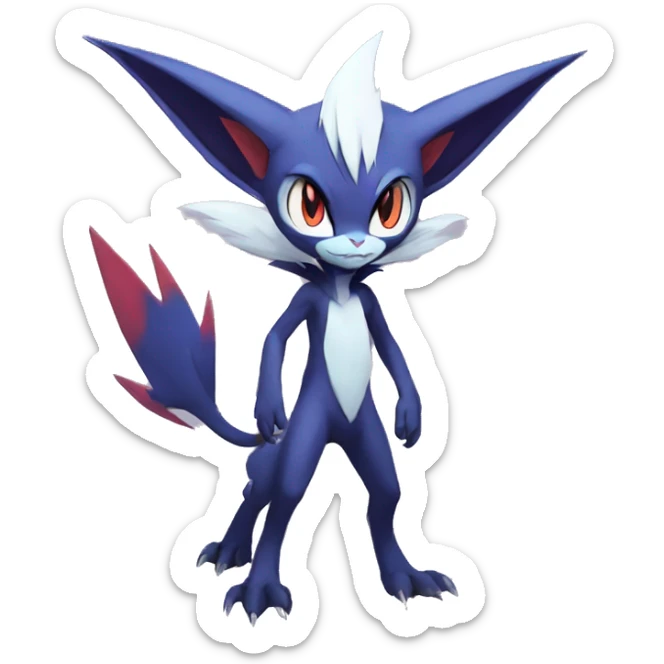 Anthro Edgy Cool Sneasel-Noivern-Absol-Pokémon-Fakémon-fusion-cat Full Body sticker