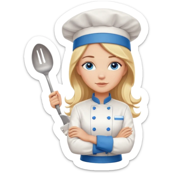 Full body 
Sexy Long Blonde hair blue eyed female chef arms folded sticker