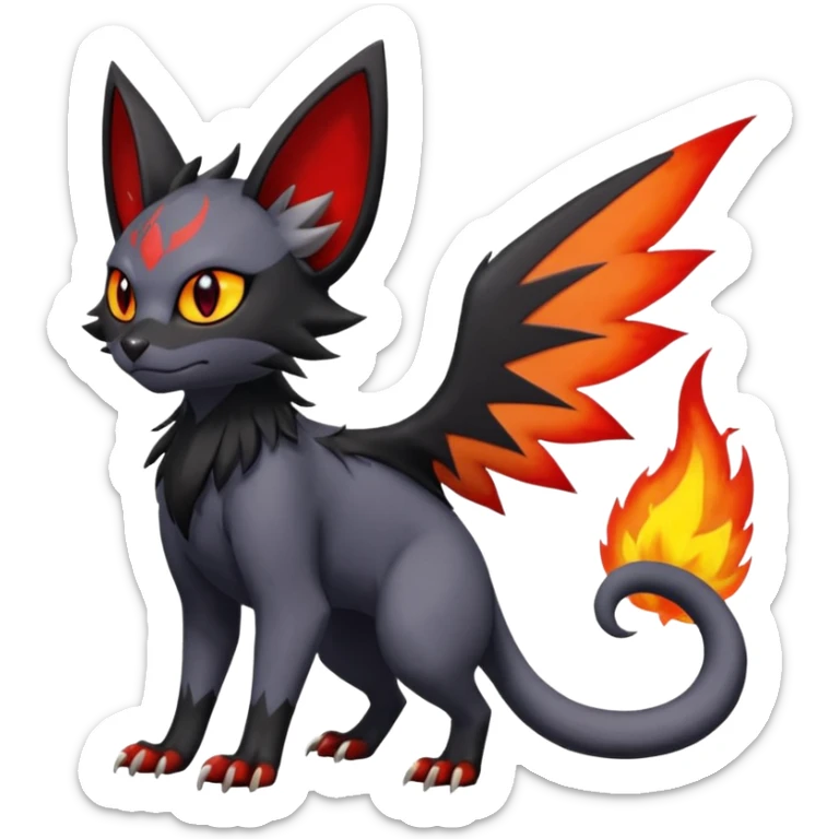 Noibat-Lykoi-Nargacuga-Litten-Torracat-fusion-Fakemon-Pokémon-creature  sticker
