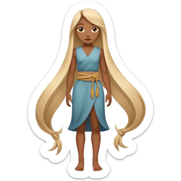 Empowered woman enjoying long tied hairs with full body side photo sticker