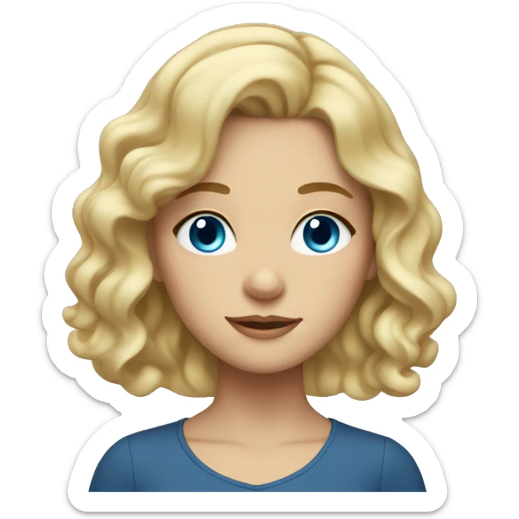 Blonde girl with wavy hair and blue eyes sticker