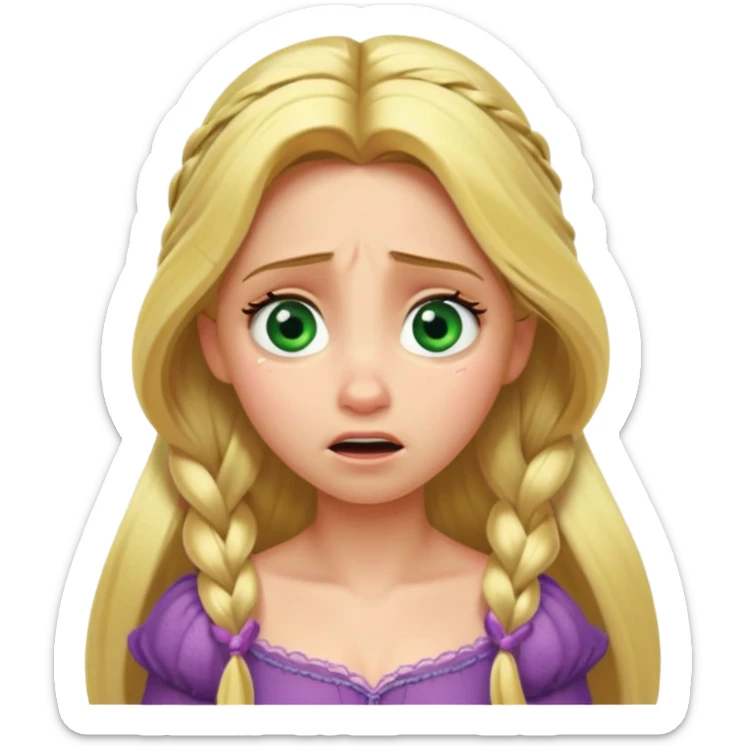 tangled disney rapunzel fair skin green eyes blonde hair horrified sticker