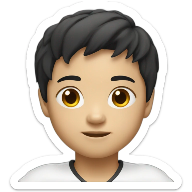 Little chinese kid white black hair play football sticker