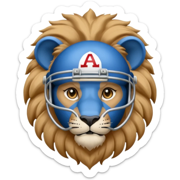 full blue color lion, wearing blue american football jersey sticker