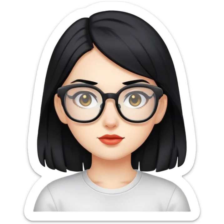 gamer girl with black hair and glasses sticker