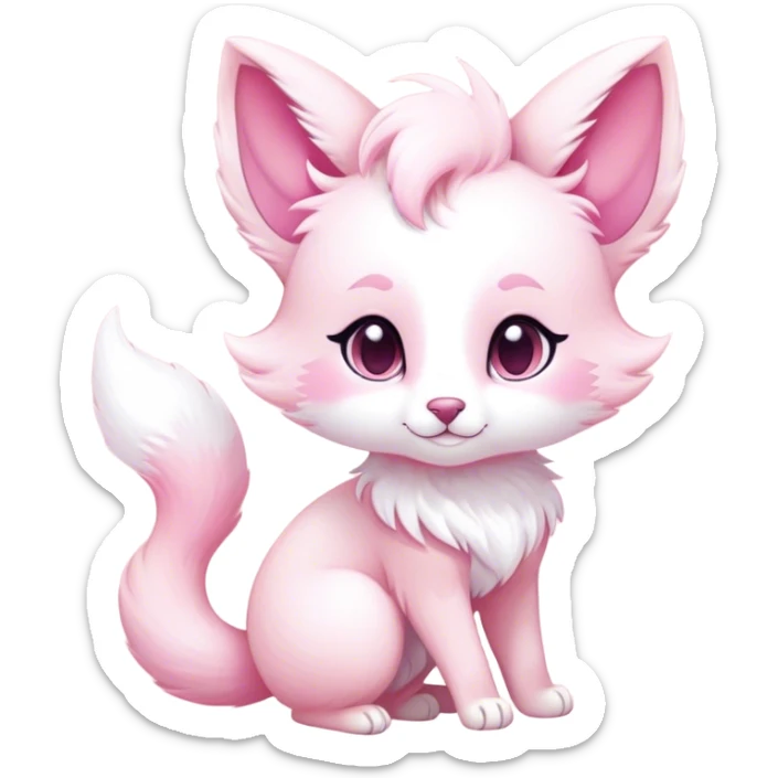 Kawaii bright fantasy ethereal anthro fursona animal with a tufted tail and round ears sticker