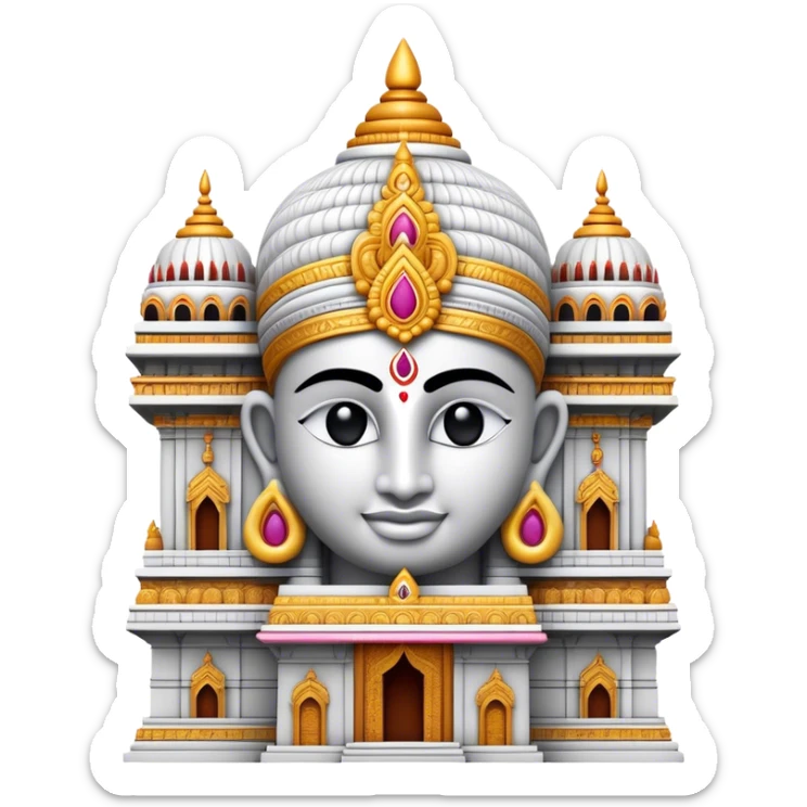 Cinematic Realistic Tirupati Balaji Temple Landmark Emoji, depicted with intricate carvings and spiritual aura rendered with lifelike detail and radiant, divine lighting. sticker