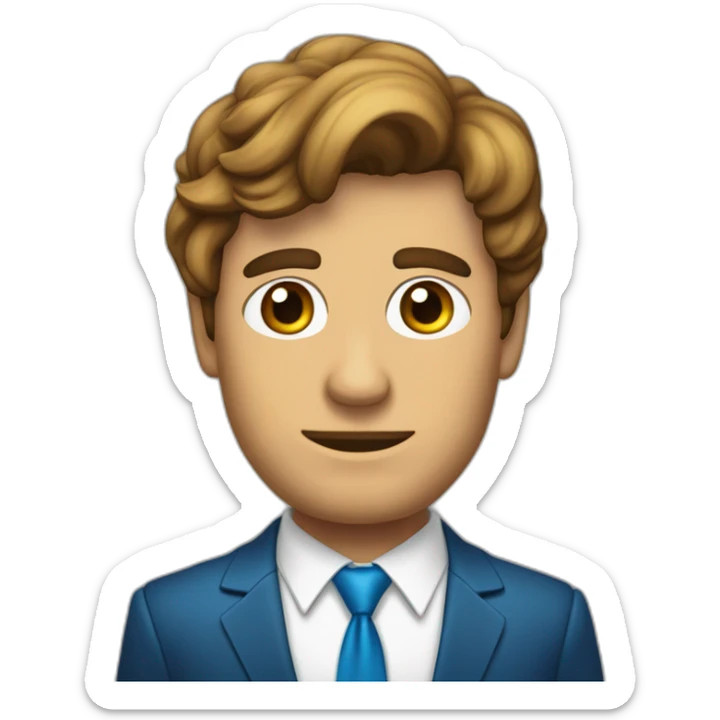 Hombre mayor con pelo castaño y desordenado ojos azules y traje de gala sticker