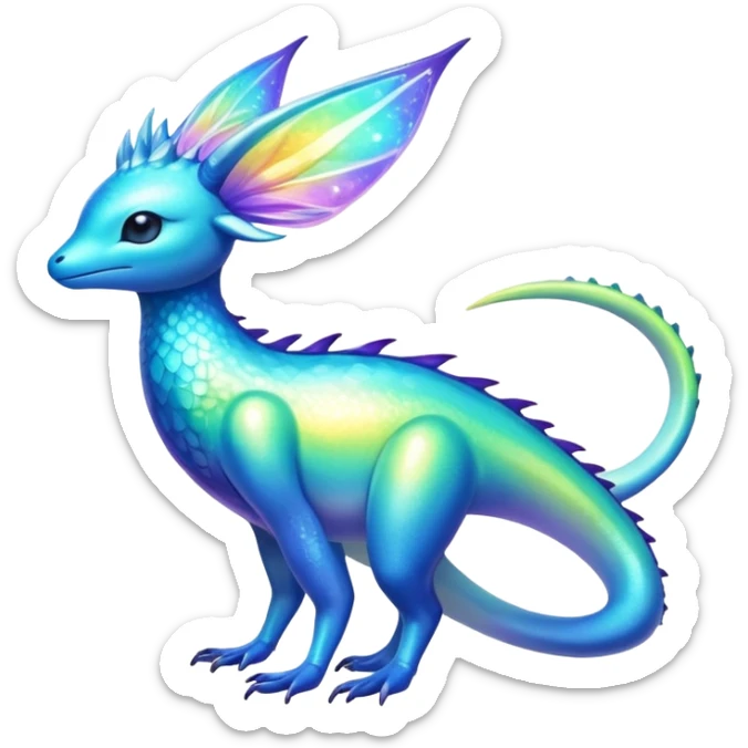 Shiny Exotic Colorful Amaura-Aurorus-Fakémon-hybrid-creature (full body)  sticker