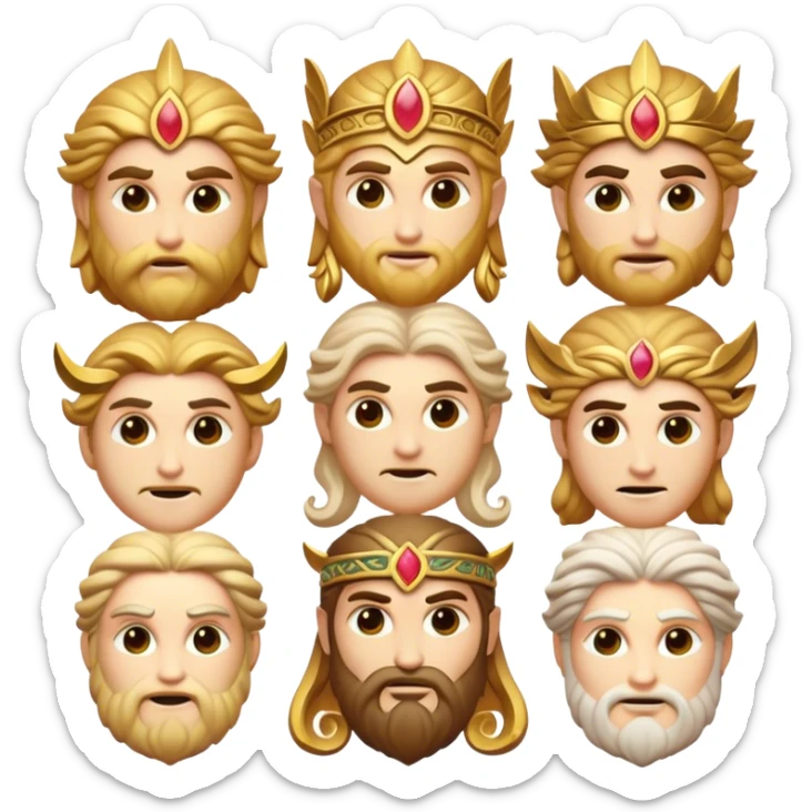 Cinematic Realistic Greek Gods Pop Culture Emoji, featuring mythic portrayals of ancient deities rendered with dynamic, ethereal lighting and classical detail. sticker
