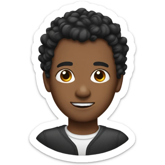 emoji with dark curly hair and shaved side burns sticker