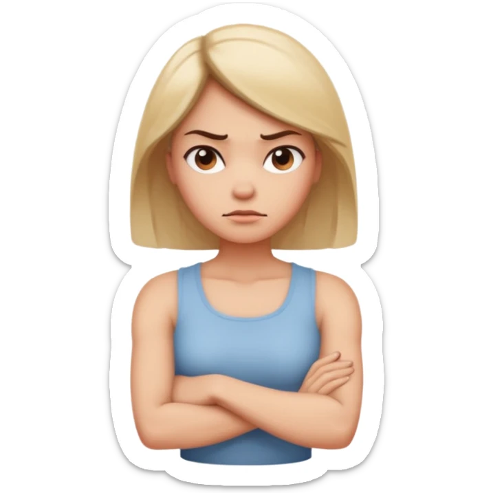 Woman with arms crossed in a mad way with an attitude turned to the side a little  sticker