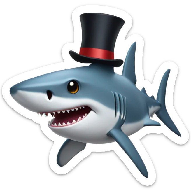 Shark with a top hat sticker