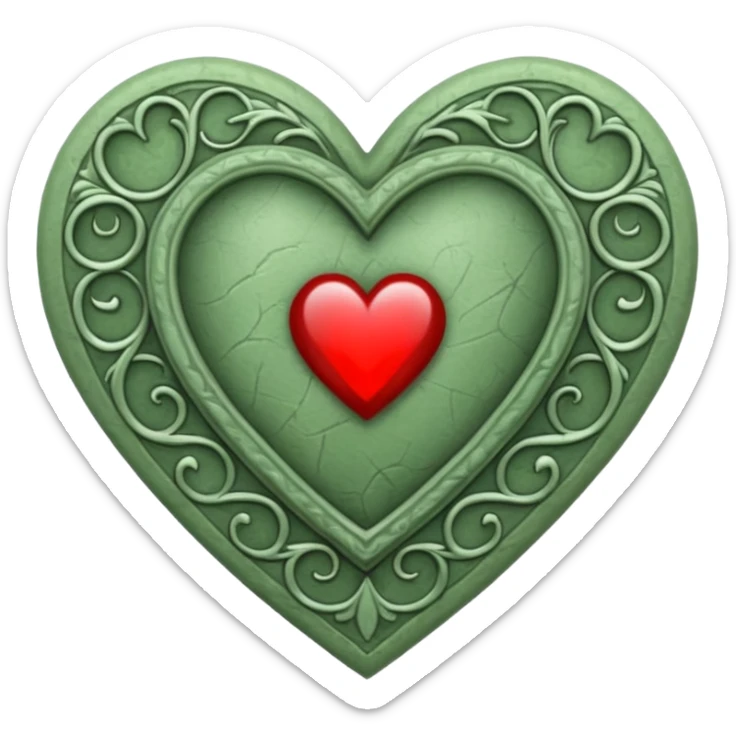 Can you make a sage green heart with a gothic design. In the middle of the heart there should be the letter I sticker