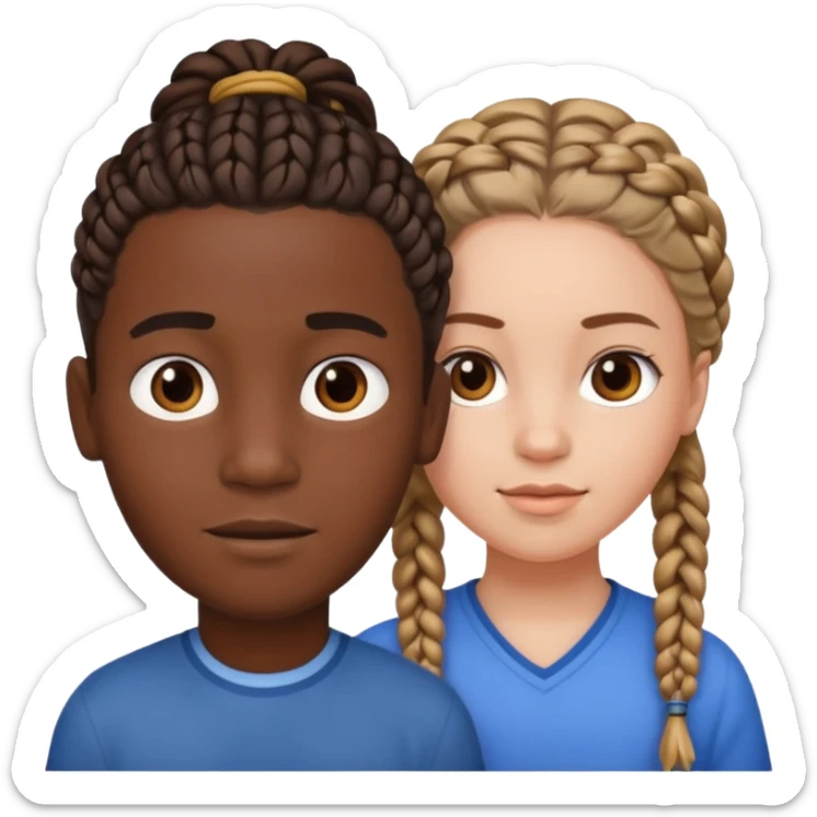 Black boy with braids with white girl and brown hair  sticker