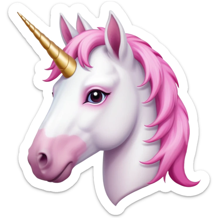 head of an anthropomorphised female unicorn horse, looking straight ahead, relaxed pose sticker
