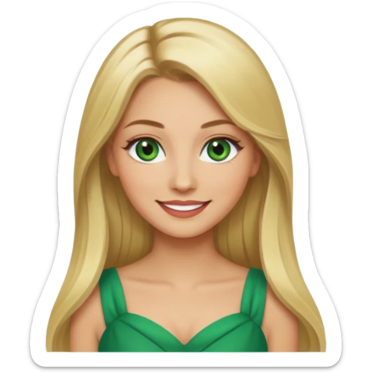 Fille cheuveux blond longt yeux vert  maquiller robe  Métisse chronique sticker