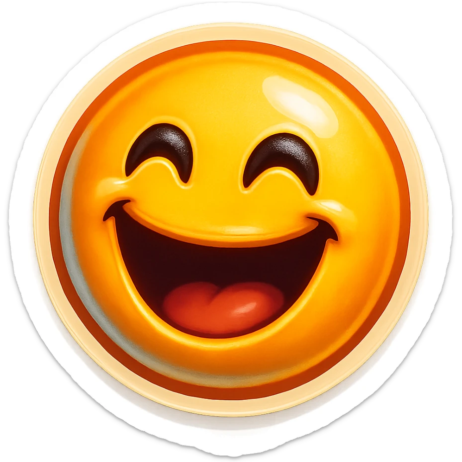A happy laughing emoji sticker in retro stickers style, with a vintage design and colorful details sticker