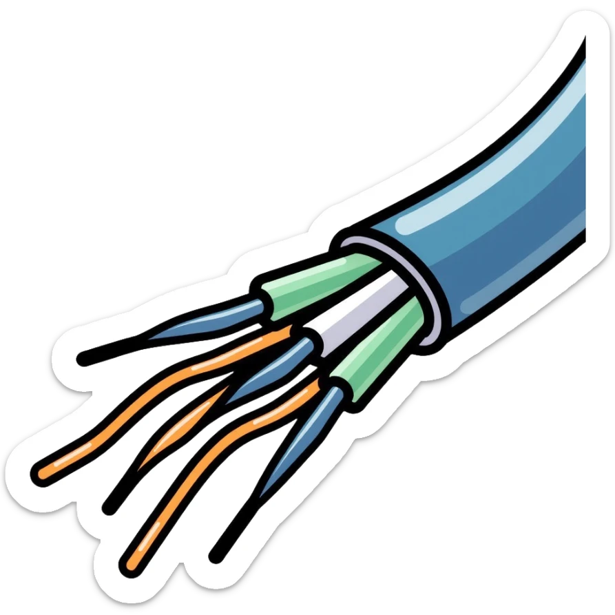 close-up of optical fiber cable filaments showing individual glass strands sticker