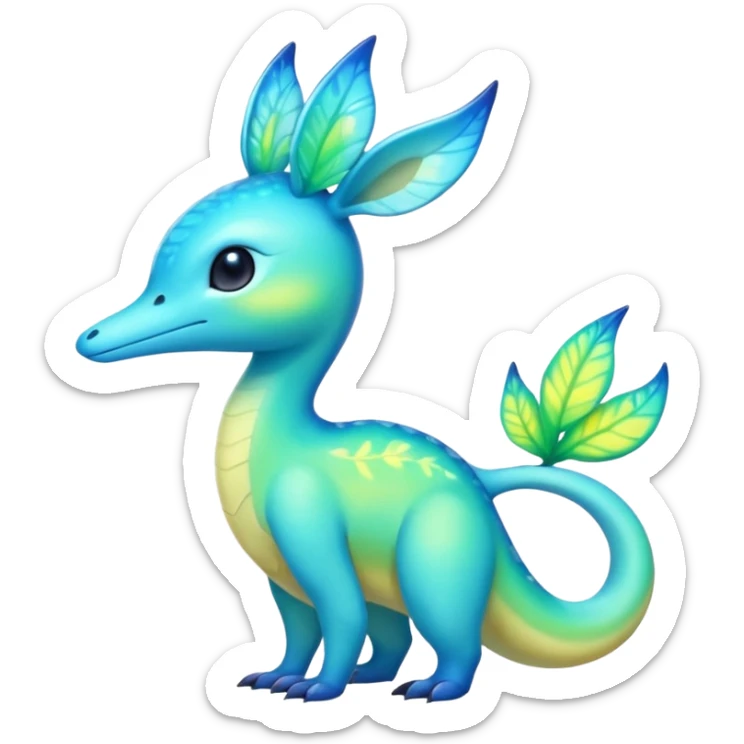 Shiny Exotic Colorful Amaura-Aurorus-Fakémon-hybrid-creature (full body)  sticker