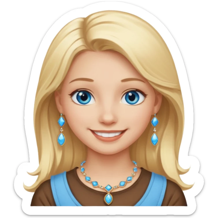 smiling blonde girl with blue eyes and jewelry  sticker