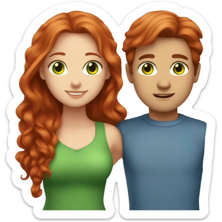 Girlfriend: Red hair and green eyes and Boyfriend: brown hair and blue eyes sticker