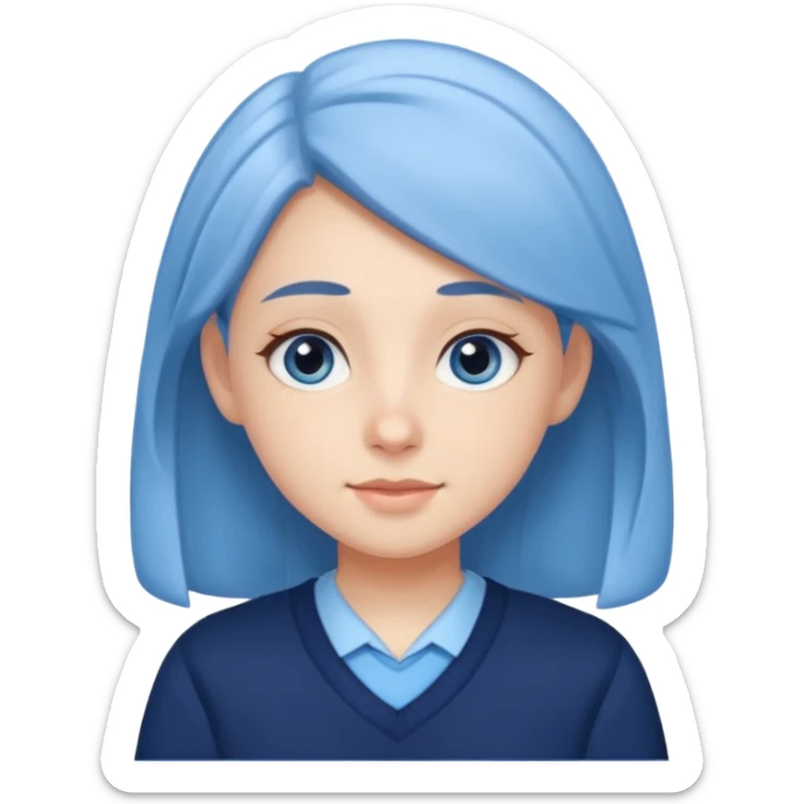cute school girl jewish  navy jumper with light blue by the v neck on the jumper light blue shirt sticker