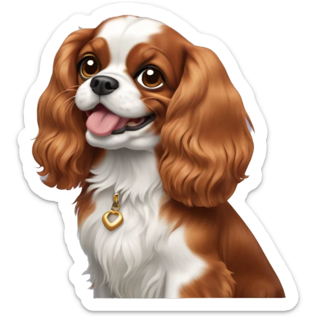 The Cavalier King Charles spaniel dog of the Blenheim color is smiling sticker