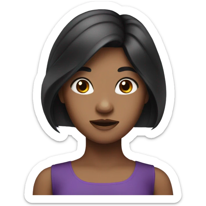 A girl with black long hair and purple dress sticker