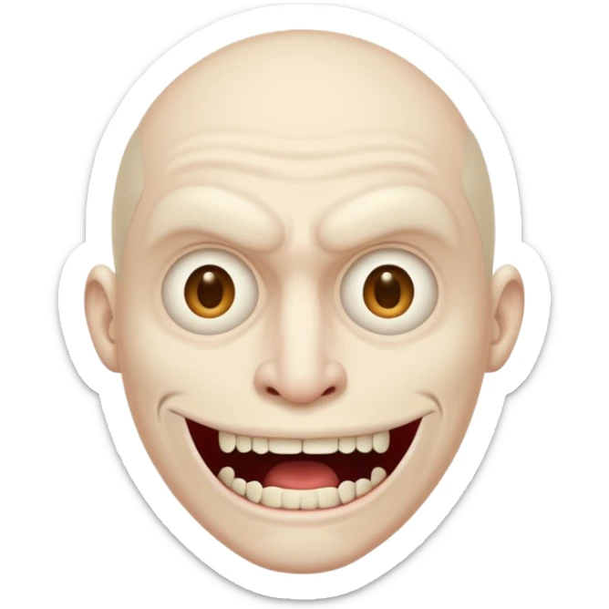 Creepy man with big mouth and no nose and ears sticker