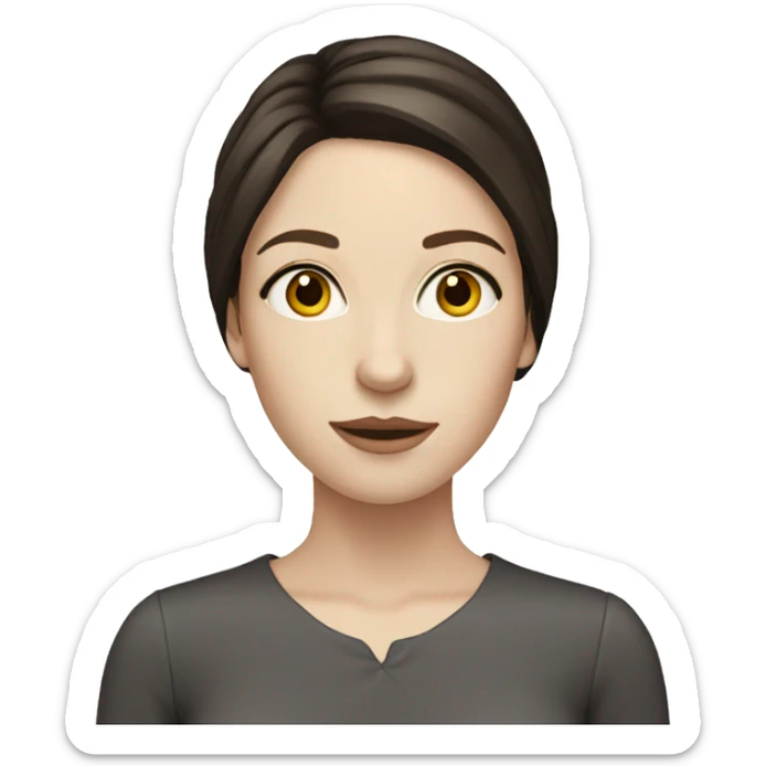 woman long dark brown hair pale skin sticker