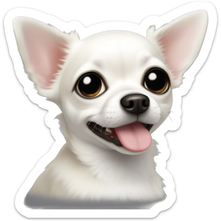 little white chihuahua with black fur on her left side of face next to the black nose, also black fur around the eyes sticker