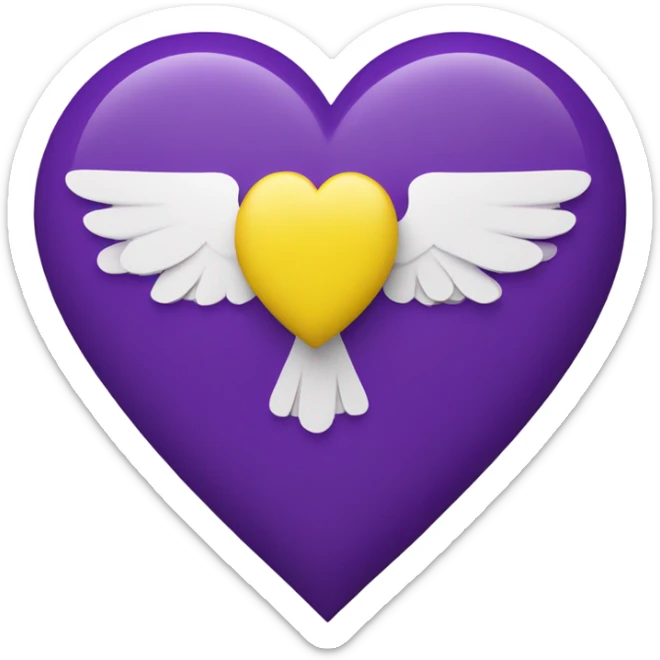 Country flag that’s color purple with a yellow heart on the center with white wings sticker