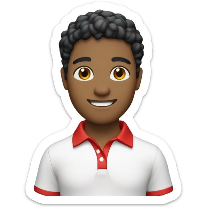 any gabrielly with white polo shirt with red collar and cobalt blue sleeves sticker