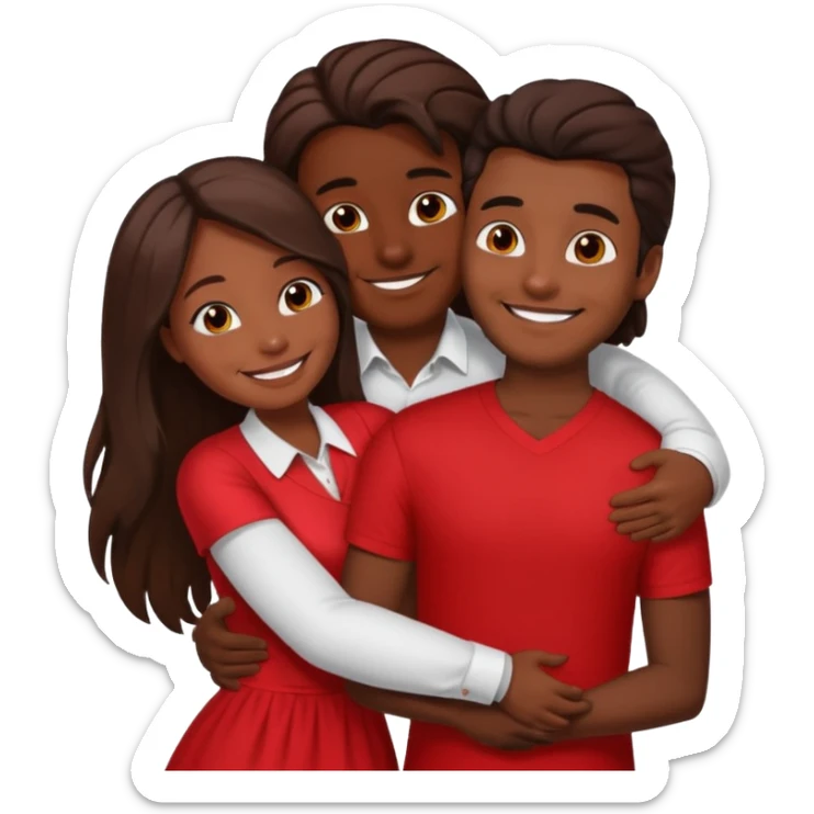 dark skin girlfriend hugs brown skin boyfriend with long hair  sticker