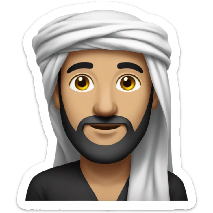 Iraqi Arab wearing an agal (traditional Arab attire) but the scarf on his head is black and white. Also make him bearded and wearing thobe. sticker